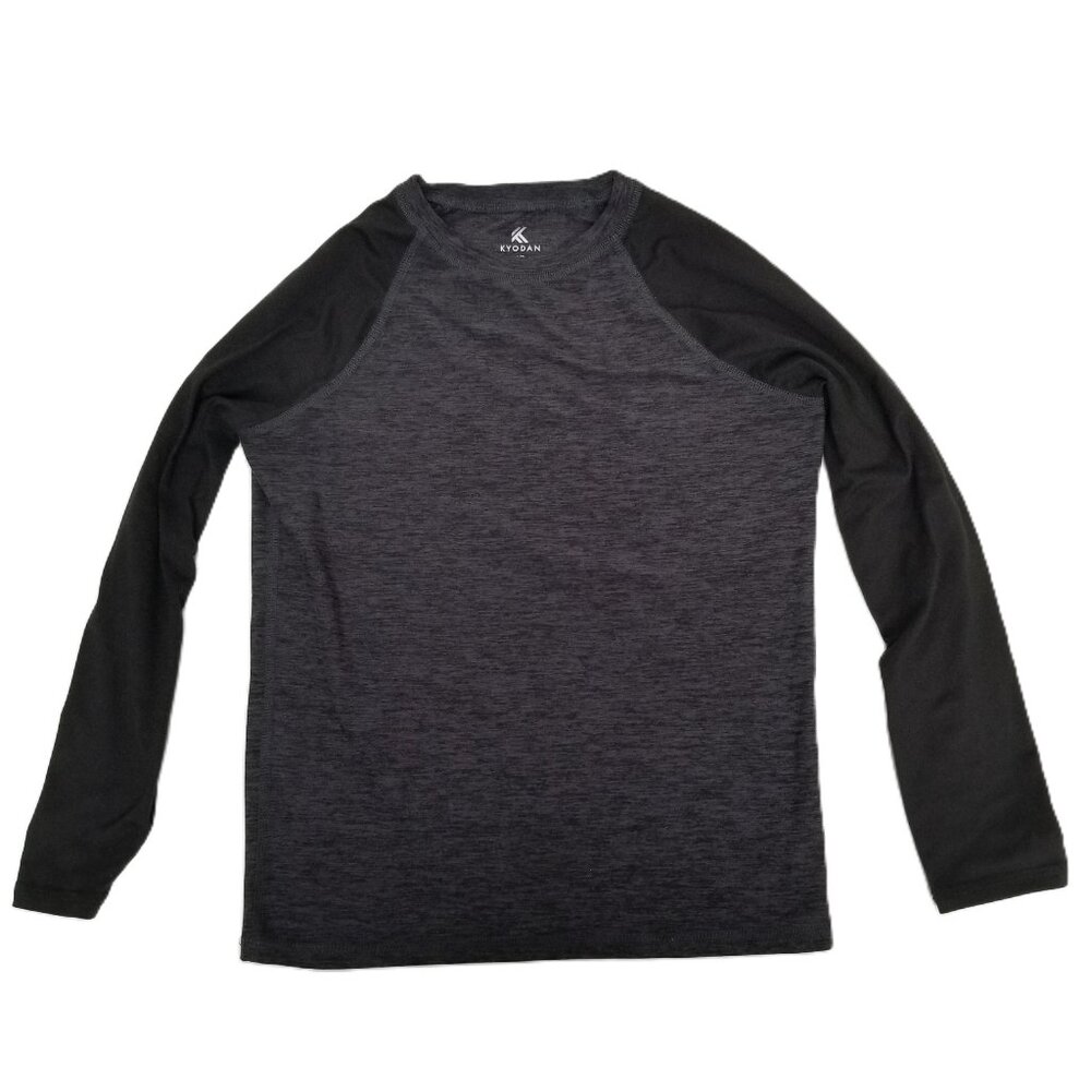 Kyodan Athletic Shirt Kids 7/8 Gray Black Raglan Long Sleeve
